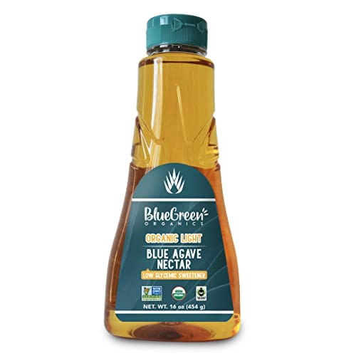 Organic Blue Green Agave Nectar Syrup - Light Blue, 16oz Bottle | Natural Sweetener for Coffee, Tea, Baking & Healthy Recipes | Vegan, Gluten-Free, Non-GMO
