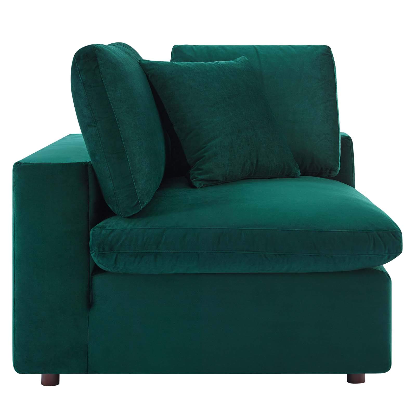 Modway Commix Down-Filled Overstuffed Performance Velvet Sectional Sofa Corner Chair - Luxurious Comfort for Living Room, Lounge & Home Theater