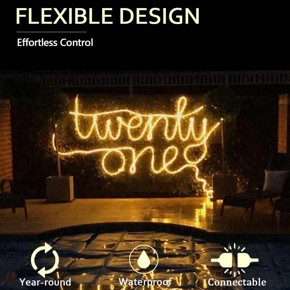 26FT Warm White LED Rope Lights - Indoor/Outdoor Waterproof String Lights with Connector for Bedroom, Garden, Deck, Christmas, Party & Holiday Decorations - Perfect for Home, Patio and Special Events Lighting