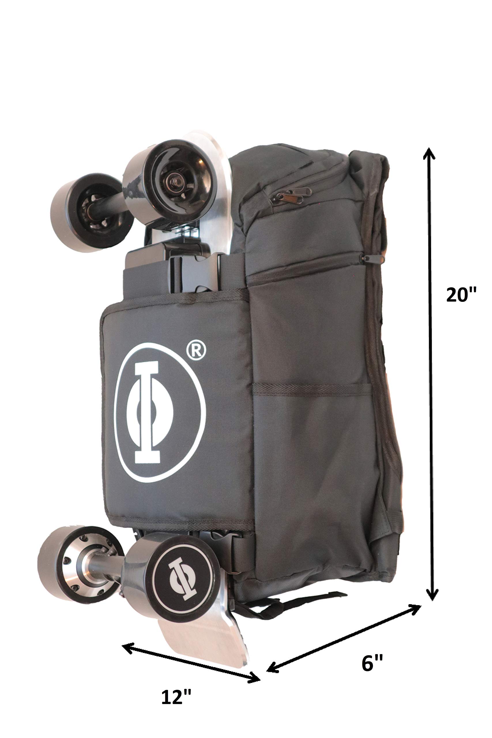 Electric Longboard Skateboard Backpack with Laptop Compartment - Waterproof & Durable E-Board Carrier Bag for Commuting, Campus & Outdoor Adventures