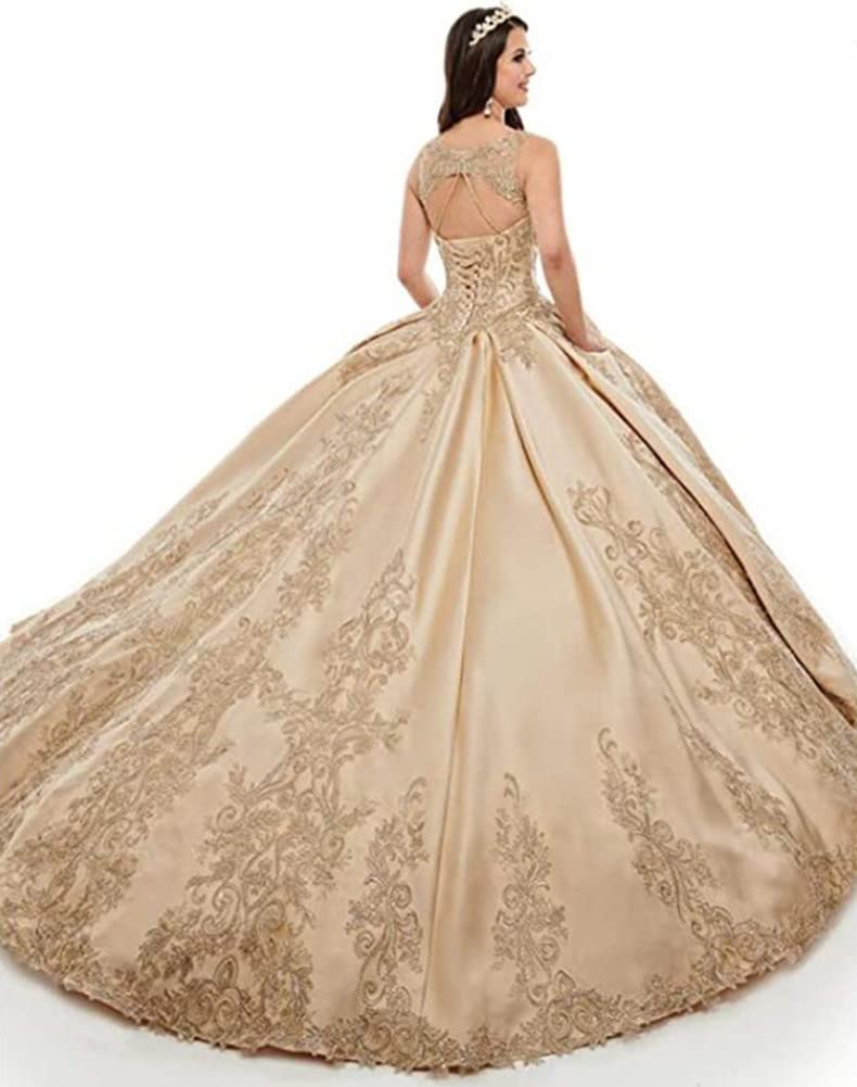 Elegant Quinceanera Dresses for Women - Lace Applique Spaghetti Straps Backless Ball Gown with Embroidery Details | Perfect for Sweet 16, Prom, Wedding & Formal Events
