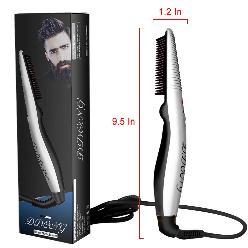 Electric Heated Beard Straightener for Men - Portable Travel Styling Iron with Fast Heating | Perfect for Home, Gym & On-the-Go Grooming