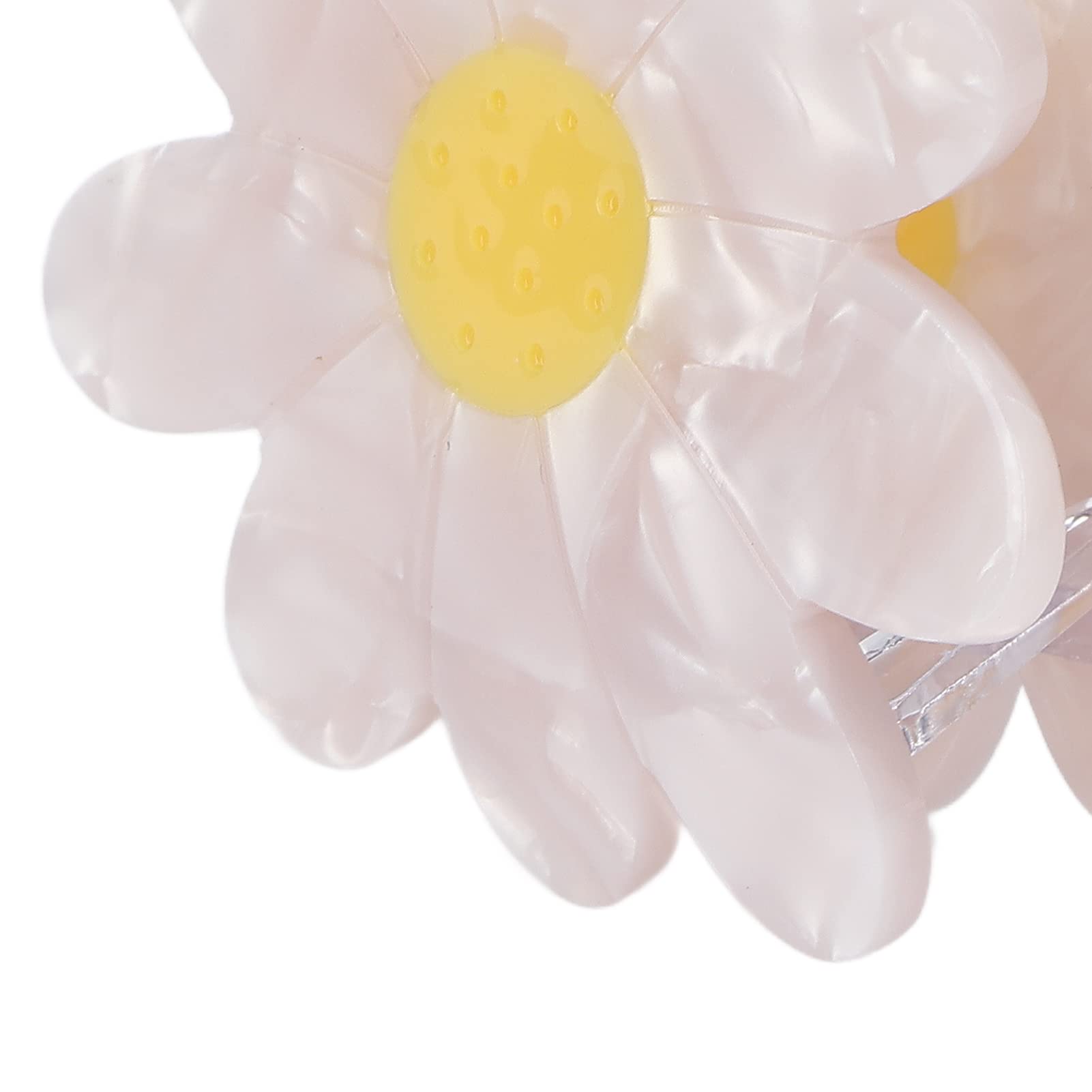 Strong Grip Flower Hair Claw Clip with Clenched Teeth - Anti-Slip Hair Clips for Women, White Daisy Design - Perfect for Daily Use, Workouts & Updos