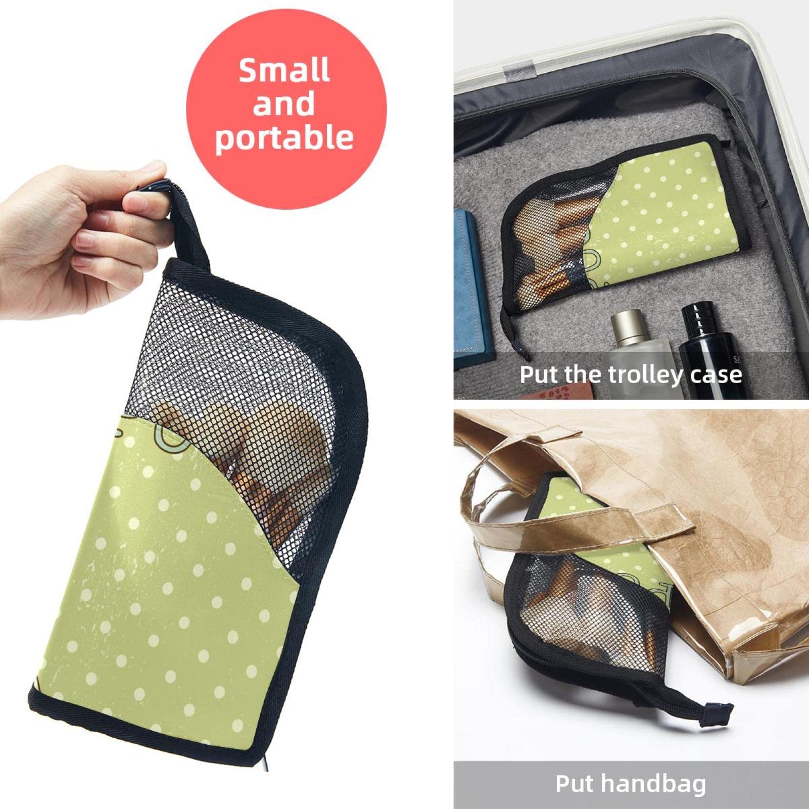 Portable Makeup Brush Organizer Bag with 12 Slots - Cute Pug Dog Pattern Cosmetic Brush Holder Case for Travel & Home Storage