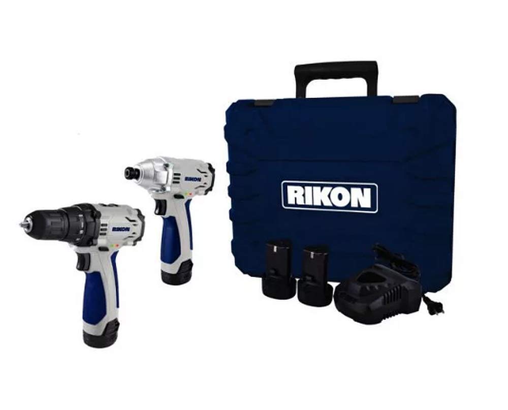 Rikon 12V Lithium-Ion Cordless Drill and Impact Driver Combo Kit with 2 Batteries - Perfect for DIY Projects, Home Repairs, and Professional Construction Work