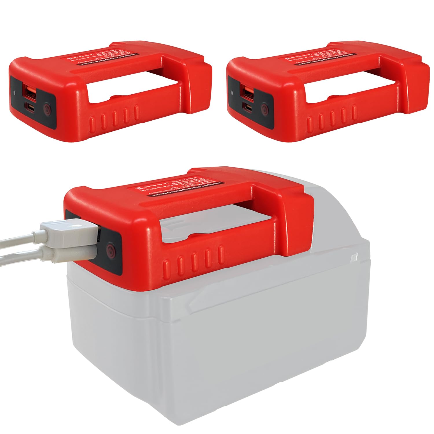 2 Pack USB Charger Adapter for Milwaukee M18 18V Battery - Dual USB & Type-C Fast Charging Power Wheel Adapter (Adapter Only) | Perfect for Job Sites, Camping & Emergency Power Backup