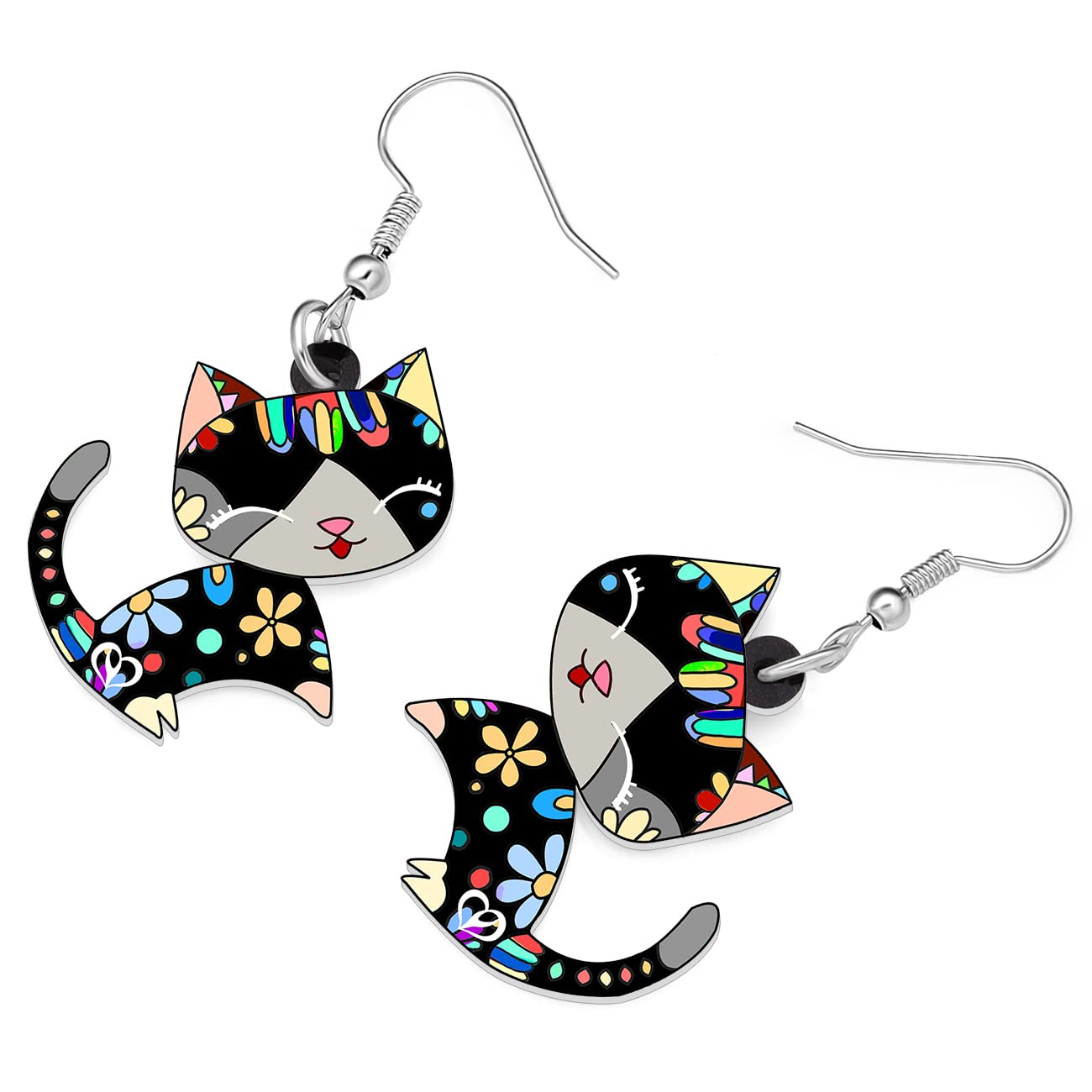 NEWEI Cute Acrylic Anime Cat Earrings - Kawaii Cat Jewelry for Women - Fashionable Cat-Themed Gifts & Accessories - Perfect for Cosplay, Anime Conventions & Everyday Wear