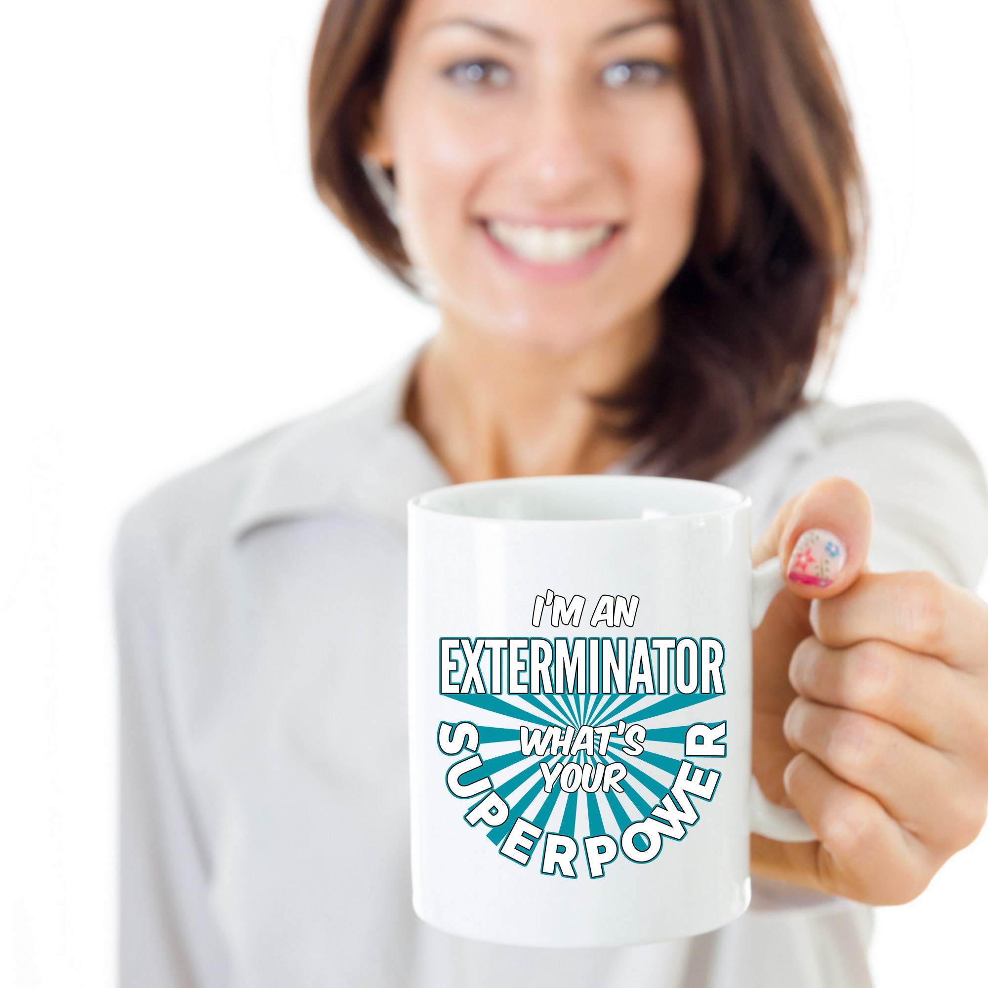 11 oz Exterminator Coffee Mug - Funny 'I'm an Exterminator What's Your Superpower' Gift for Women & Men - White Ceramic Cup - Perfect for Office, Home & Pest Control Professionals