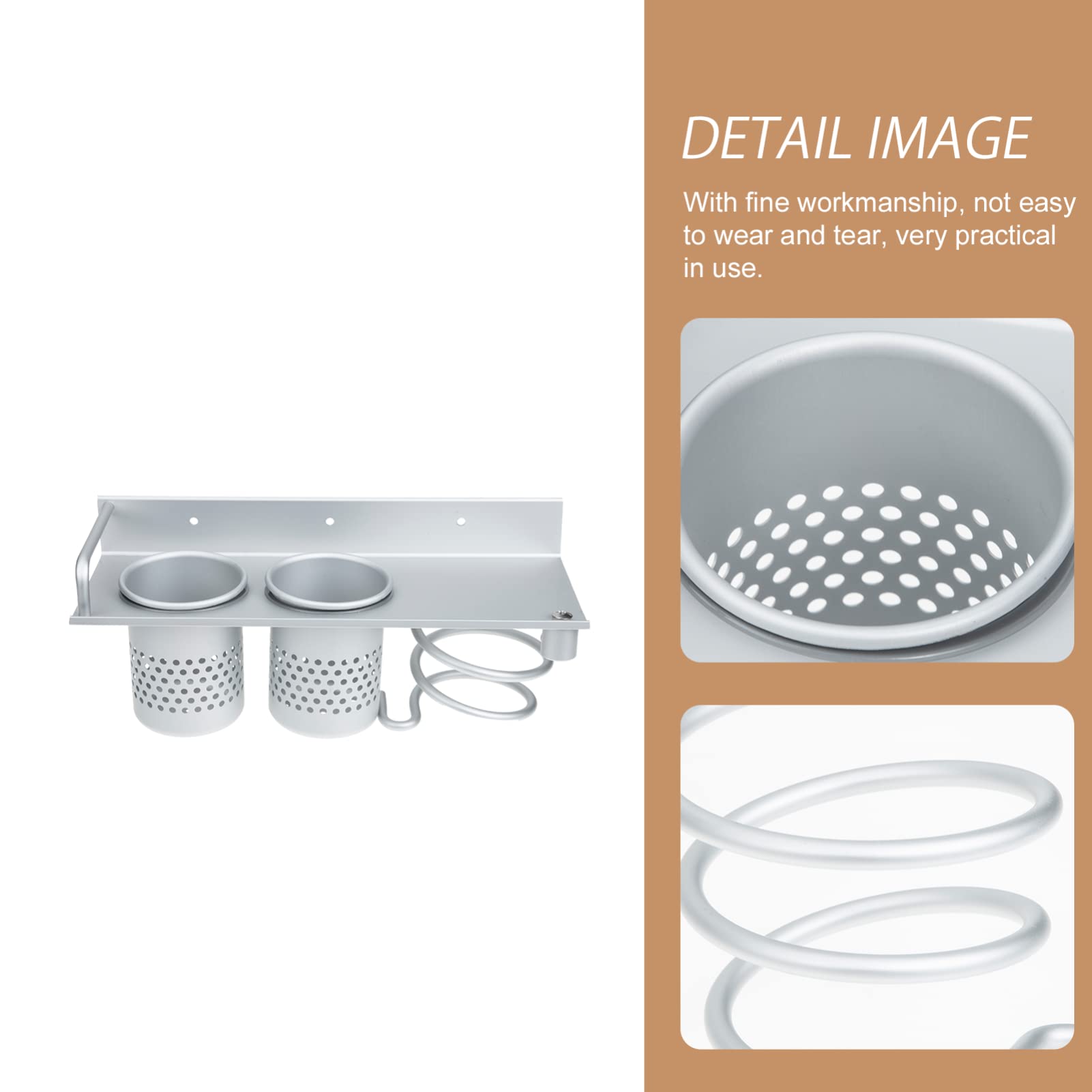 Cabilock Wall Mounted Hair Tool Organizer - Comb Shelf, Blow Dryer Holder & Bathroom Storage for Brushes, Styling Tools & Accessories - Space Saving Aluminum Decor (Perfect for Small Bathrooms & Vanities)