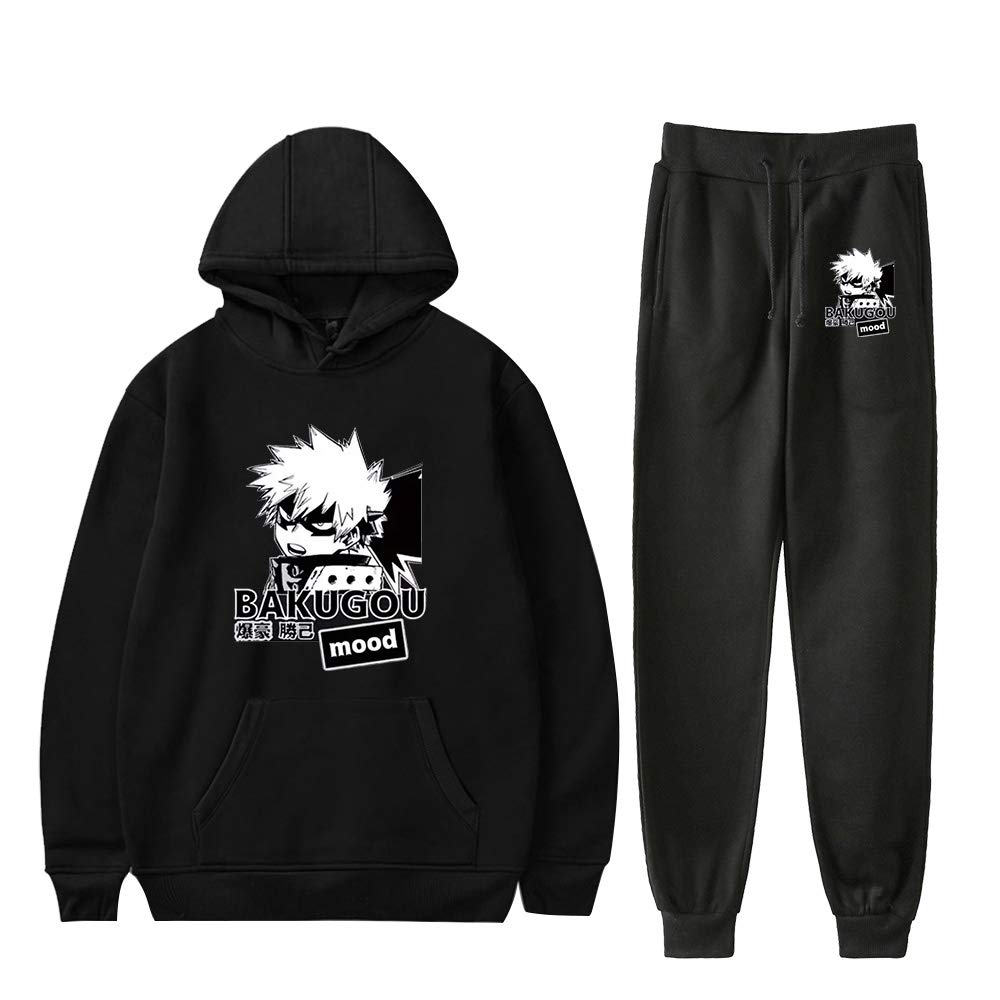 Unisex Bakugou Katsuki MHA Printed Hoodie & Sweatpants Set - Anime Cosplay, Casual Wear for Manga Fans