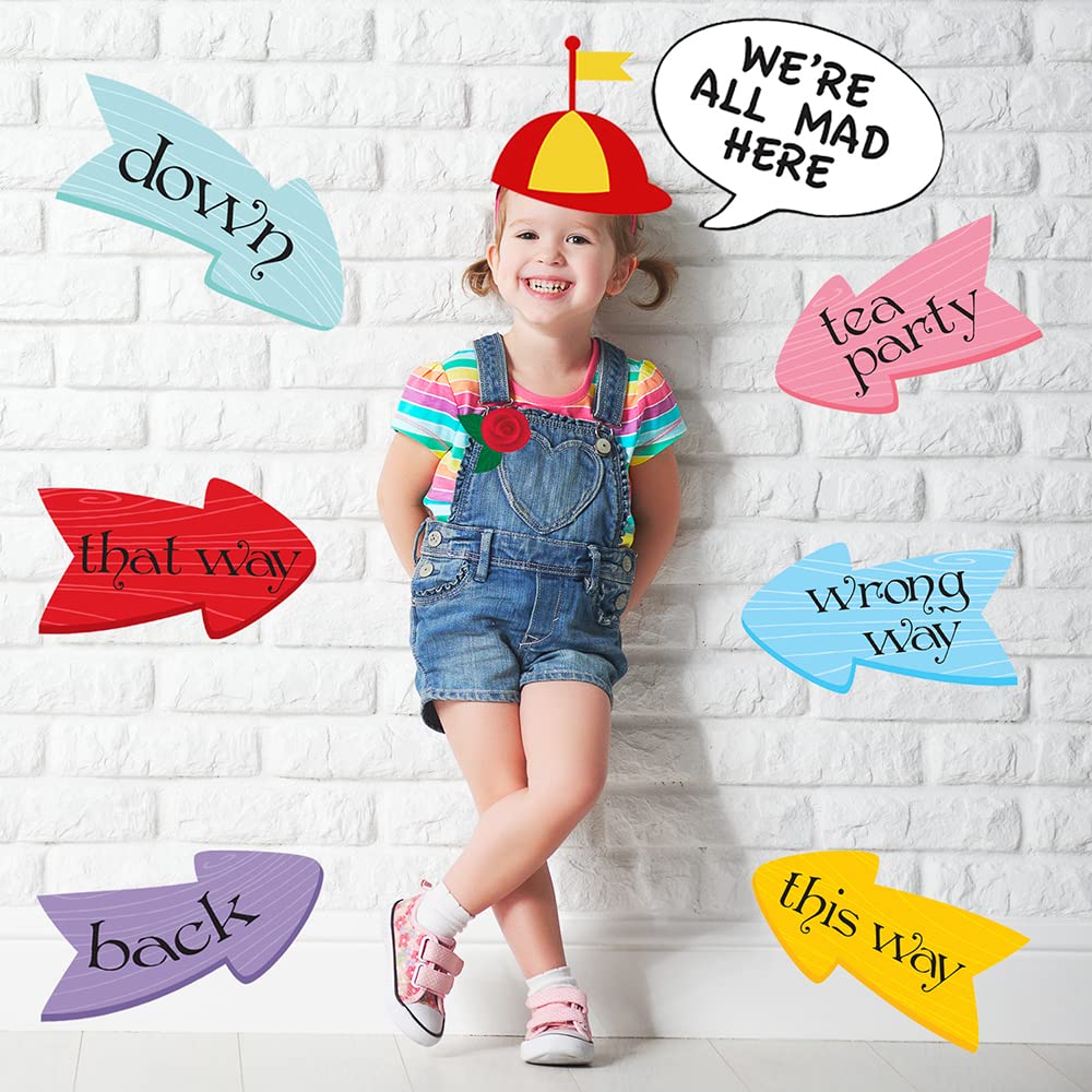 40pcs Alice in Wonderland Photo Booth Props & Party Decorations Set - Mad Hatter Tea Party Supplies for Wonderland Themed Birthday, Baby Shower & Costume Events