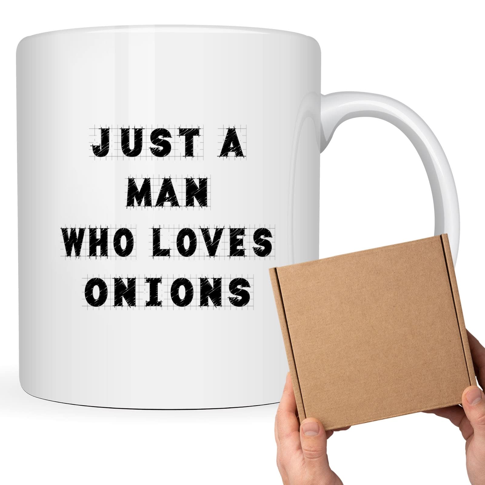 Just a Man Who Loves Onions Coffee Mug - Funny Vegetable Gift for Husband, Dad, Boyfriend - Perfect for Kitchen, Office & Father's Day