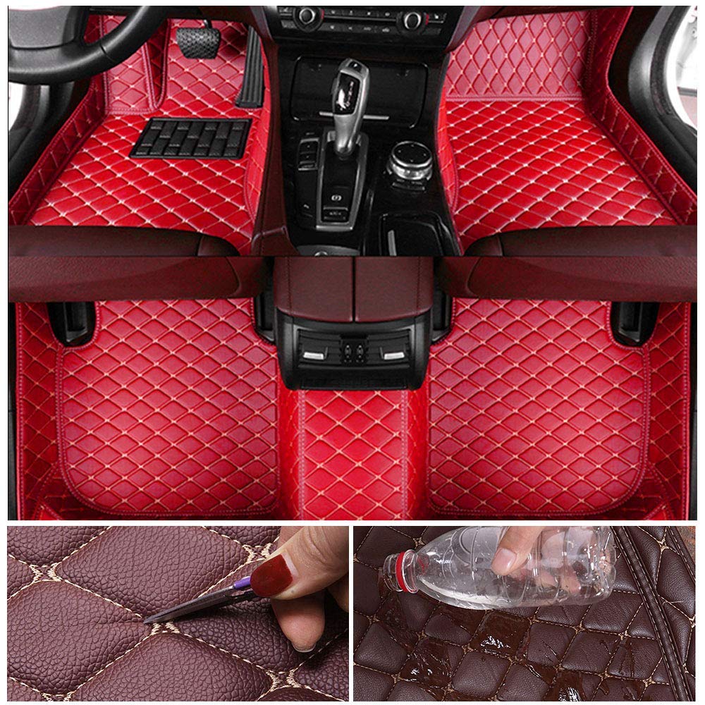 Premium Custom Fit All-Weather Floor Mats for Mazda CX-7 (2010-2016) - Waterproof Leather Car Floor Liners with Anti-Slip Design - Red Auto Accessories for Enhanced Protection & Style - Perfect for Daily Commutes, Road Trips & Harsh Weather Conditions