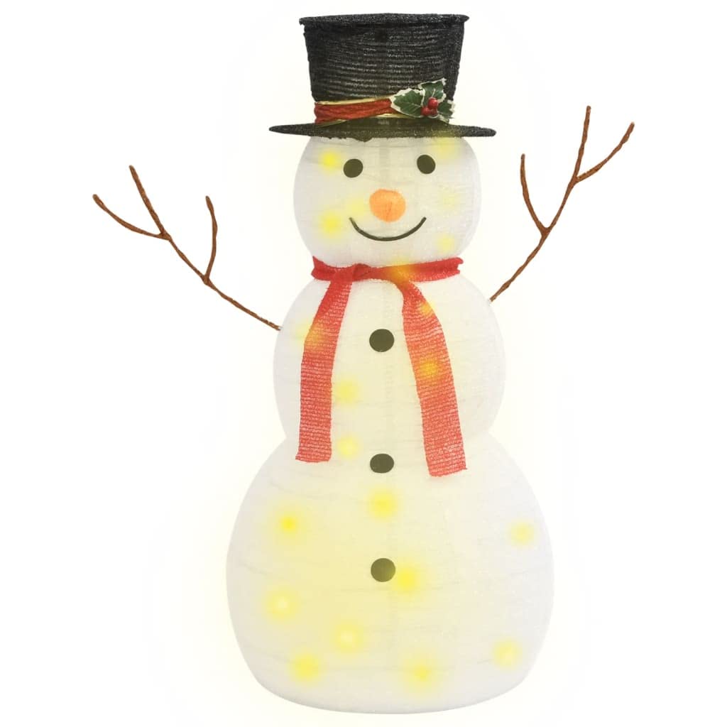 vidaXL 3ft LED Snowman Christmas Decoration with Red Scarf & Hat - 90 Warm White Lights, 8 Lighting Effects - Indoor/Outdoor Holiday Decor for Yard, Porch, Garden, and Living Room