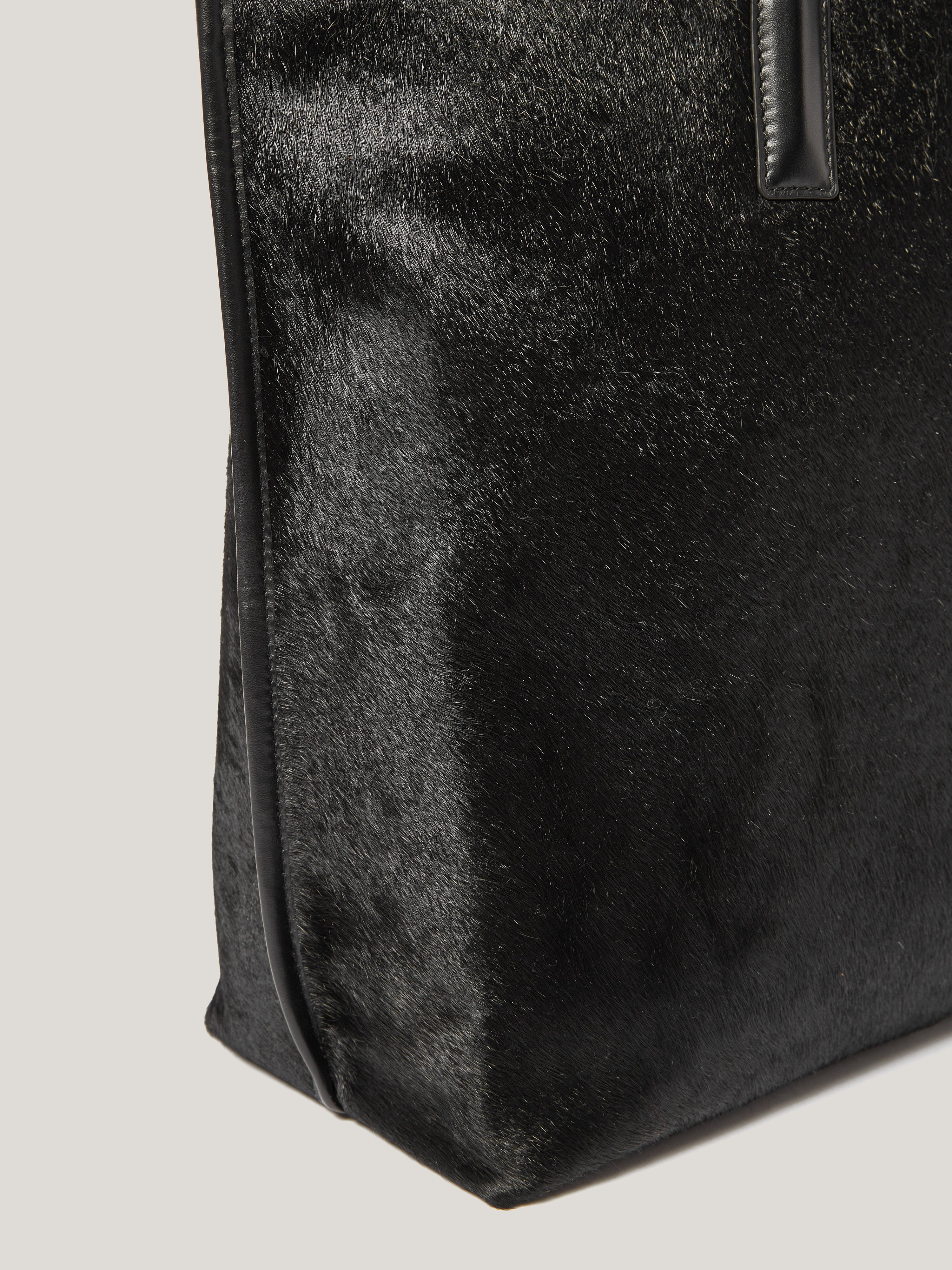 Luxury Calf Hair Leather Tote Bag for Women - Stylish Black Designer Handbag for Work, Travel & Everyday Use