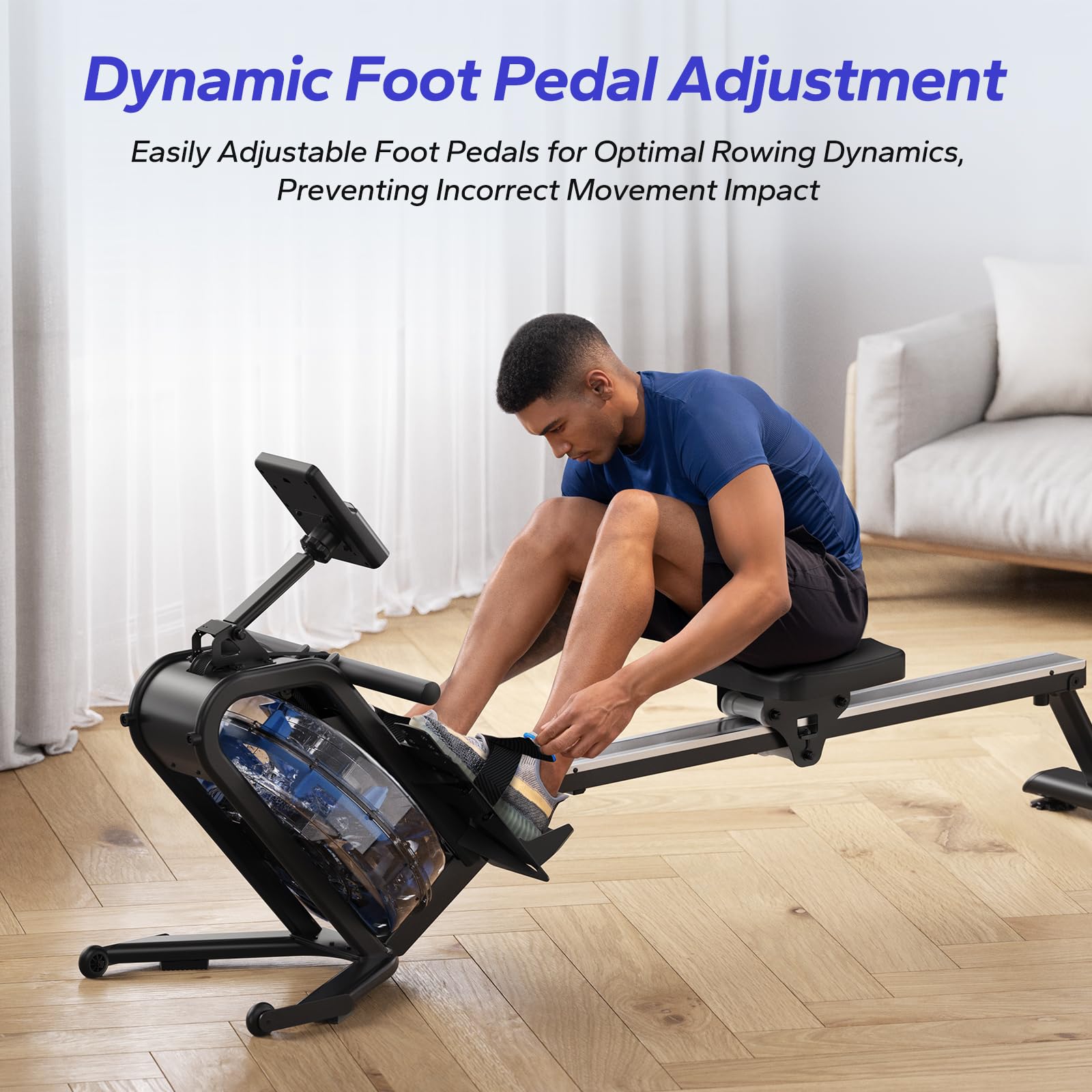 MERACH Foldable Water Rowing Machine for Home - 400LBS Weight Capacity with LCD Monitor & Comfortable Seat - Free MERACH App for Immersive Rowing Experience - Perfect for Home Gym, Cardio Workouts & Full-Body Exercise
