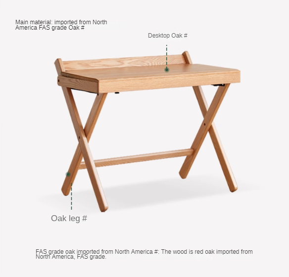 Solid Oak Wood Modern Folding Table - Space-Saving Dining & Work Desk for Small Apartments, Outdoor Picnics & Home Office