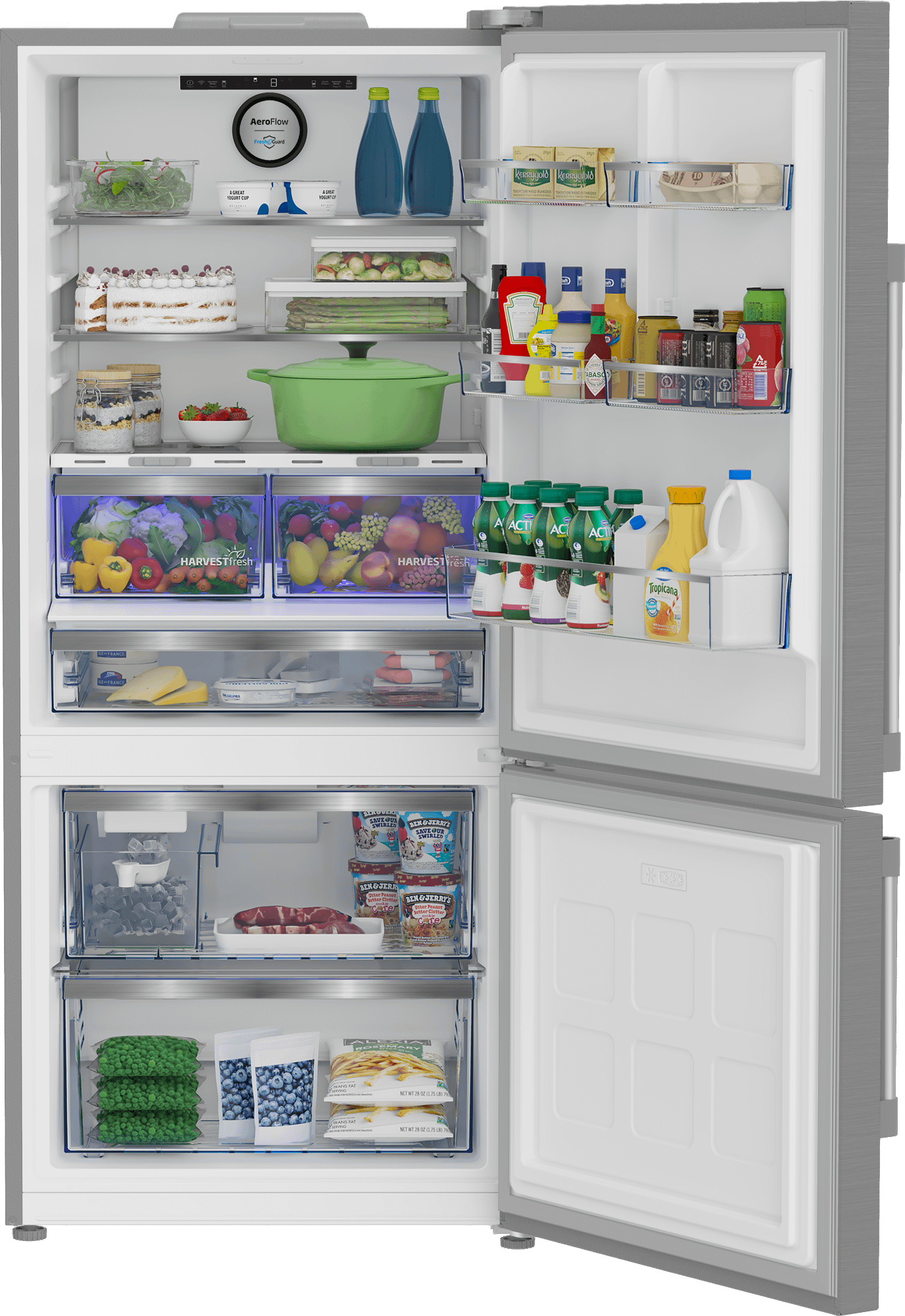 Beko BFBF30216SSIM 30 Inch Stainless Steel Bottom Freezer Refrigerator - Energy Efficient, Spacious Design for Modern Kitchens & Home Use