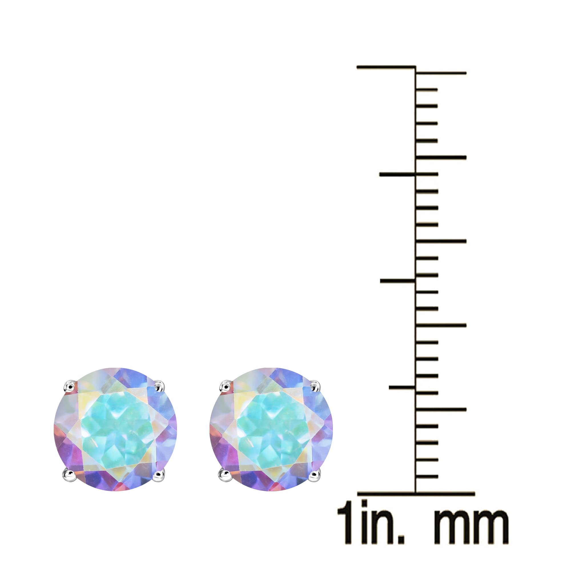 14K Sterling Silver Mercury Opal Topaz Stud Earrings for Women – Perfect for Everyday Wear, Gifts & Special Occasions
