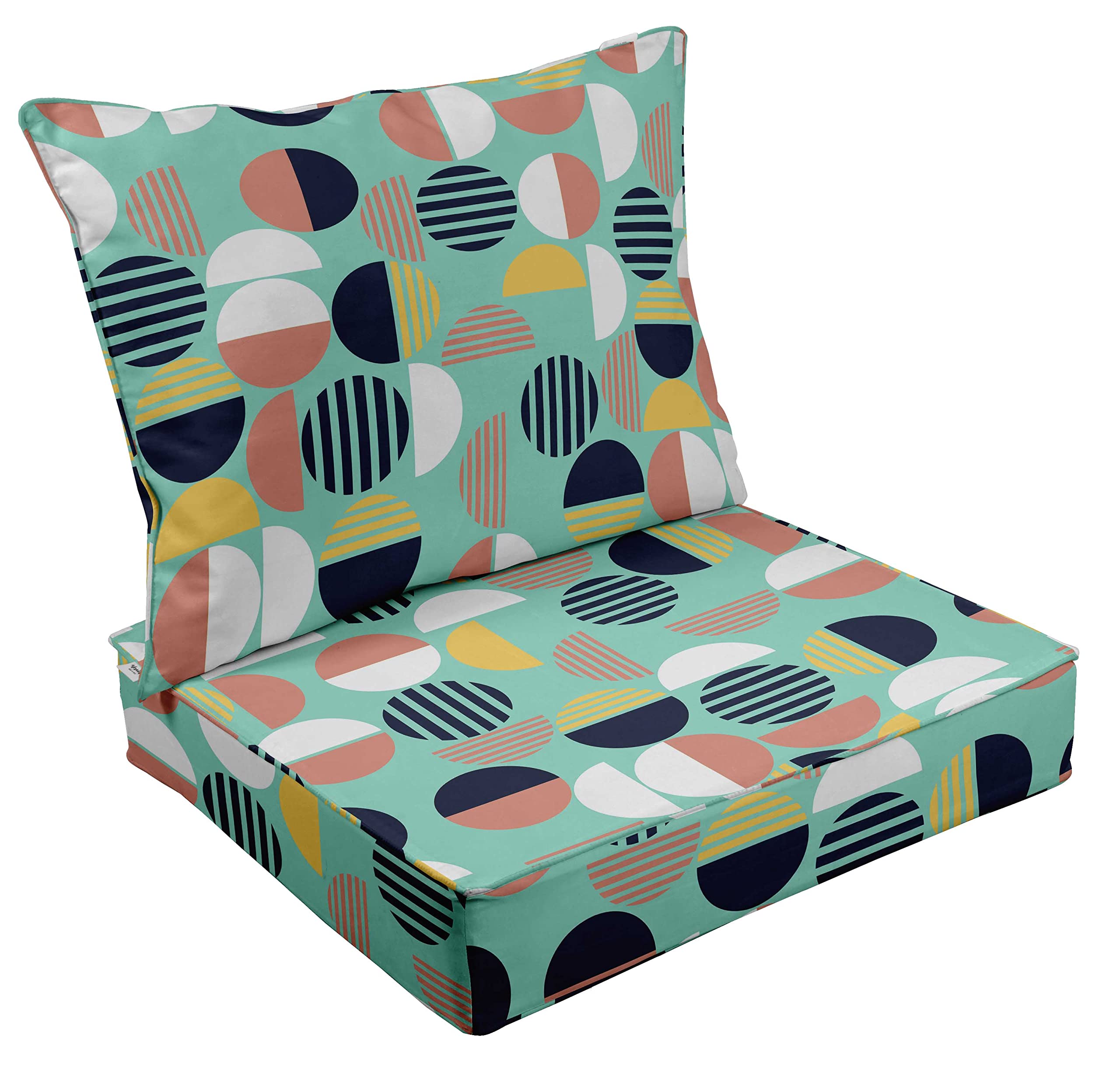 Vargottam 2-Piece Outdoor Deep Seat Patio Cushion Set - 25x25x5 Inches All-Weather Replacement Cushions (Aquamarine) for Patio Furniture, Garden Chairs & Backyard Lounging
