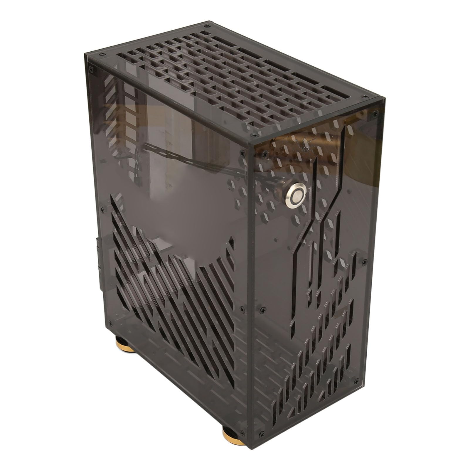 Clear Acrylic Mini ITX Computer Case - 4.3L Compact DIY Gaming PC Case for FLEX Power Supply | Perfect for Small Form Factor Builds, Home Theater PCs & Portable Gaming Rigs (Black)