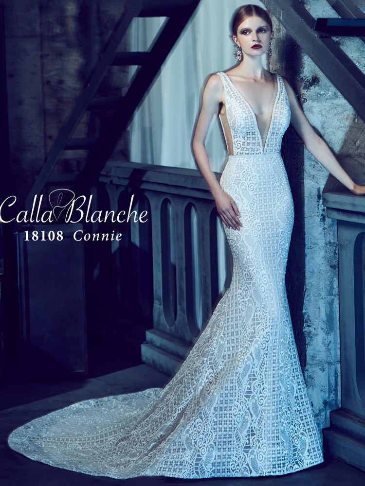 Calla Blanche Connie 18108 Sample Wedding Gown - Elegant A-Line Bridal Dress for Formal Weddings & Special Occasions