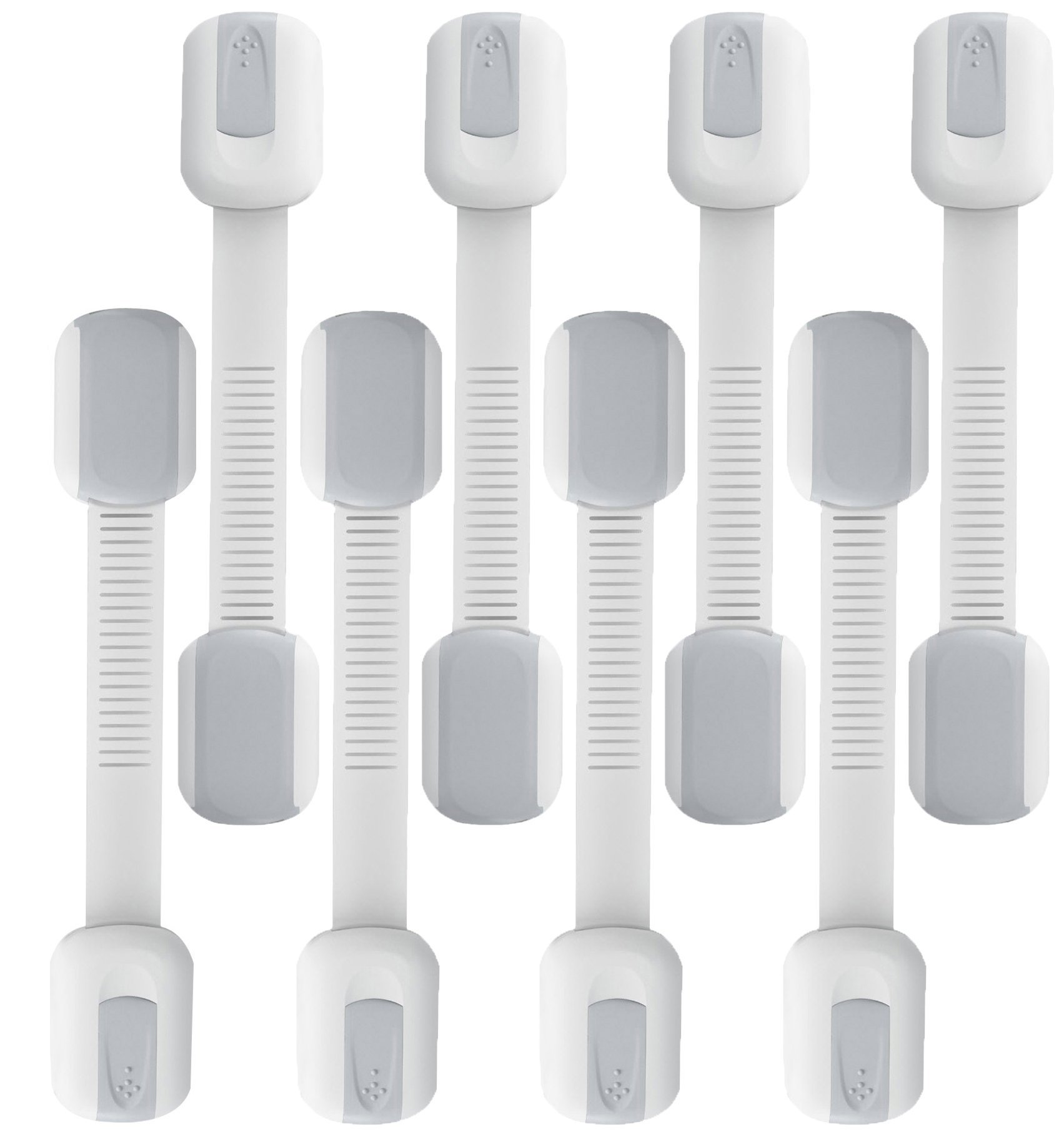 OKEFAN 12 Pack Child Safety Cabinet Locks - No Drill Adhesive Baby Proofing Latches for Drawers, Cupboards, Dishwasher, Fridge & Oven Doors (Grey) - Keep Kids Safe in Kitchen & Bathroom