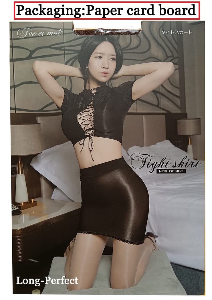 Long-Perfect Women's Super Shiny Shaping Mini Skirt - Oily Bright Shimmery Stockings Skirt for Nightclub, Party & Cosplay Outfits