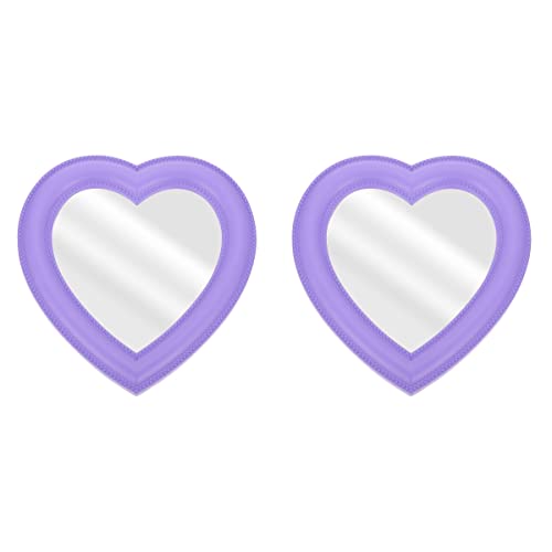 2 Pack Heart-Shaped Wall Mounted & Desktop Mirror for Women - Portable Makeup Mirror with Stand - Perfect for Vanity, Bathroom, Bedroom & Travel