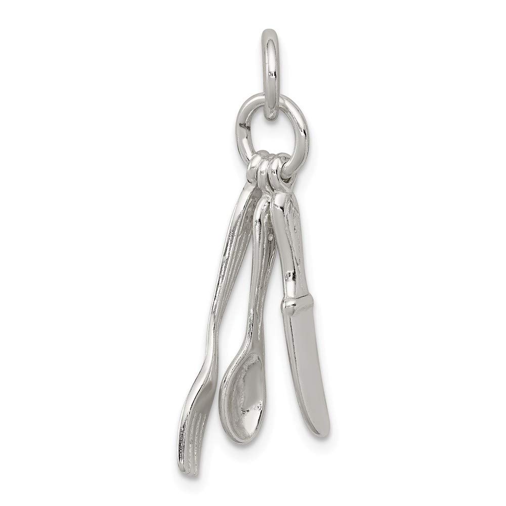 Sterling Silver Fork Knife Spoon Charm Set - Elegant Jewelry for Bracelets & Necklaces - Perfect for Gifts, DIY Crafts, and Everyday Wear