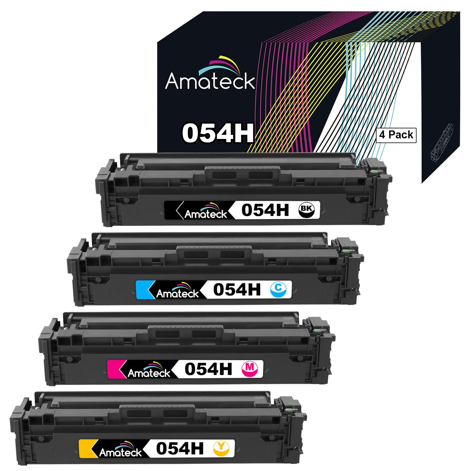 4-Pack 054H High Yield Toner Cartridge (Black, Cyan, Magenta, Yellow) - Compatible with Canon ImageClass LBP-622Cdw, MF641Cw, MF642Cdw, MF644Cdw Printers - Ideal for Office & Home Printing Needs