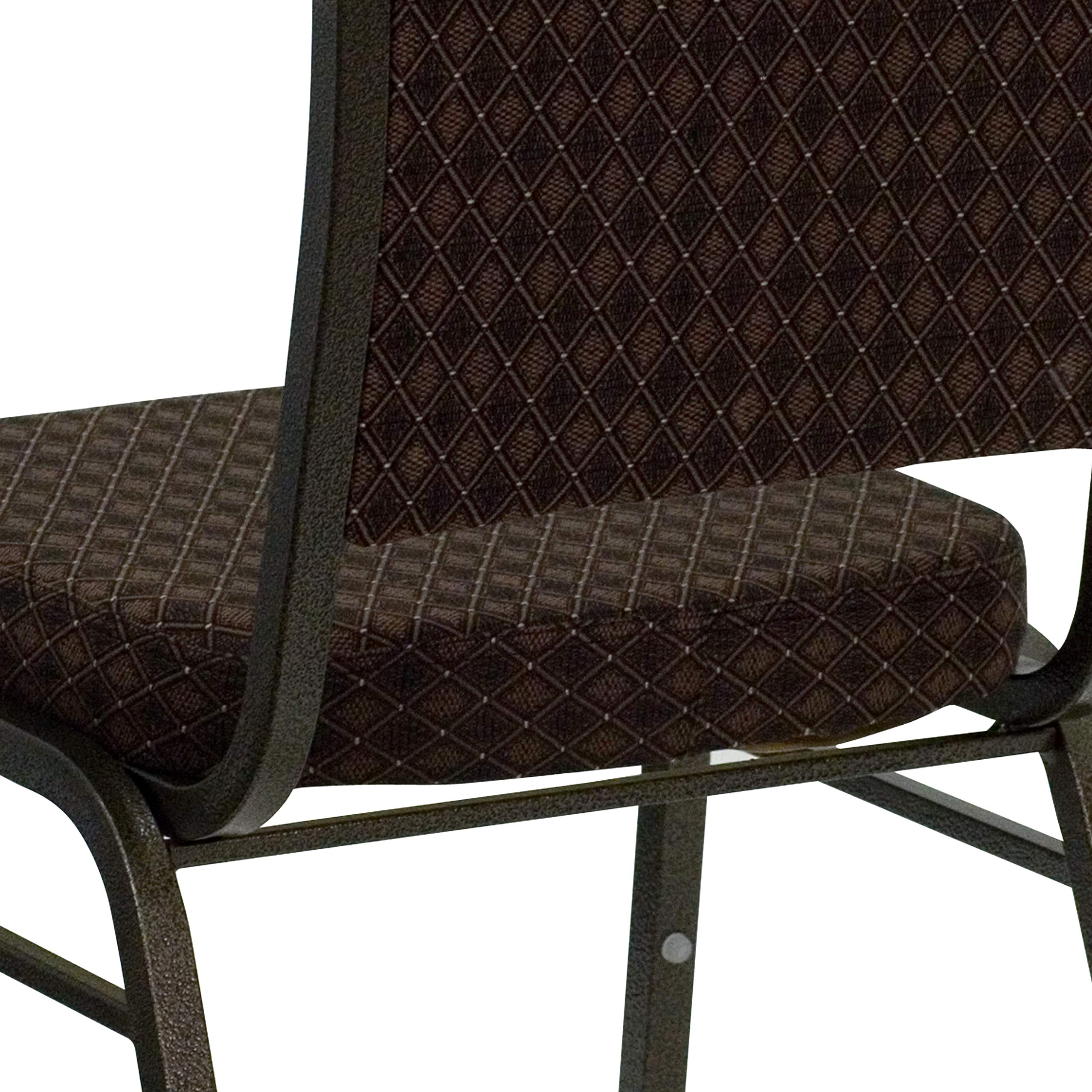 EMMA + OLIVER Crown Back Banquet Chair - Brown Patterned Fabric with Gold Vein Frame - Elegant Dining Room & Wedding Event Seating