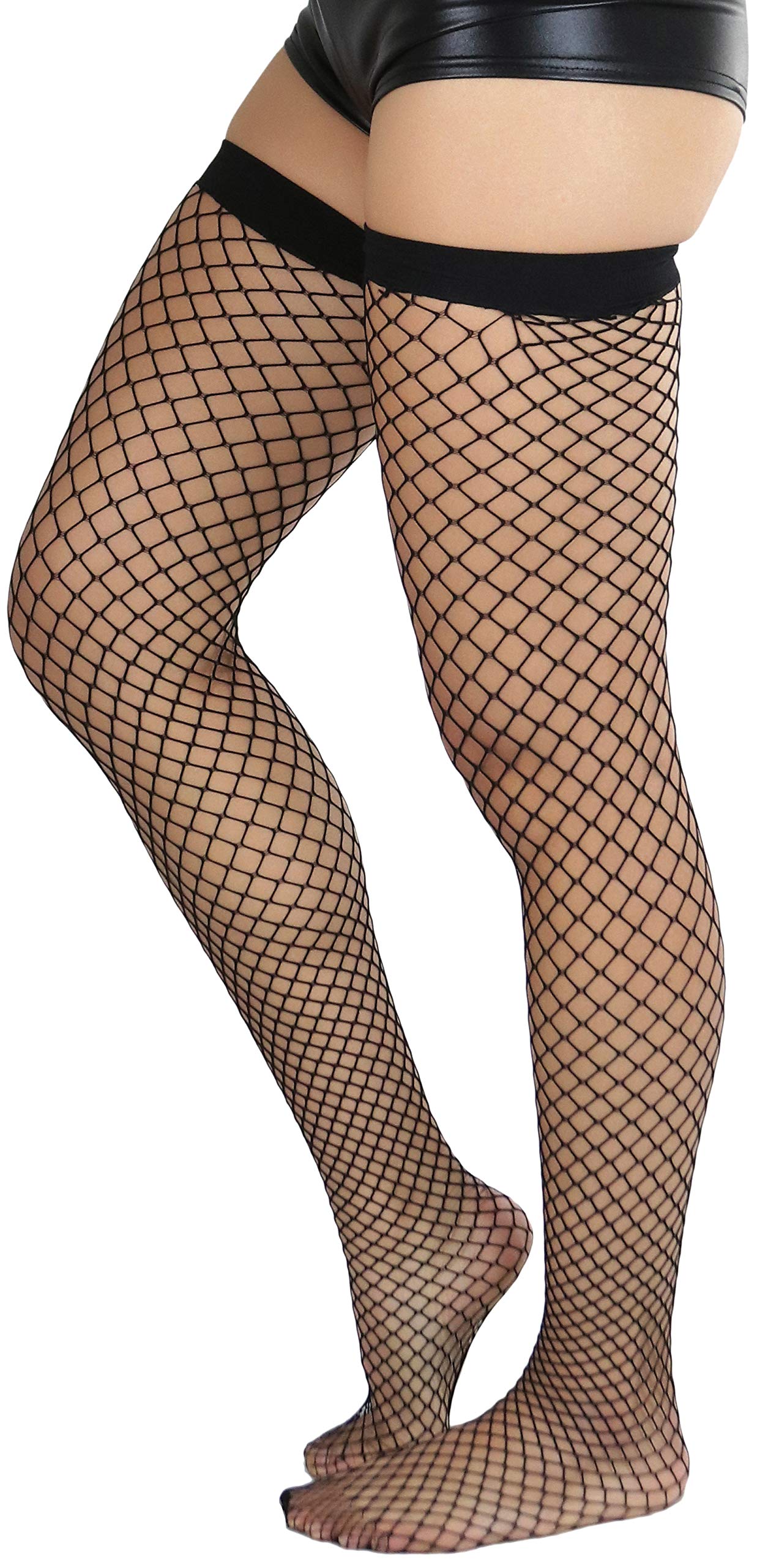 Stylish Women's Fishnet Thigh High Stockings - Bright & Vibrant Fashion Hosiery for Parties, Cosplay & Night Out Outfits