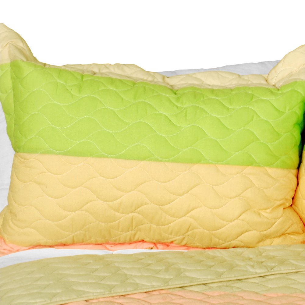 3PC Patchwork Quilt Set Full/Queen Size - Bohemian Style Bedding for Master Bedroom & Guest Room - Soft Comfortable Duvet Cover with Decorative Stitching