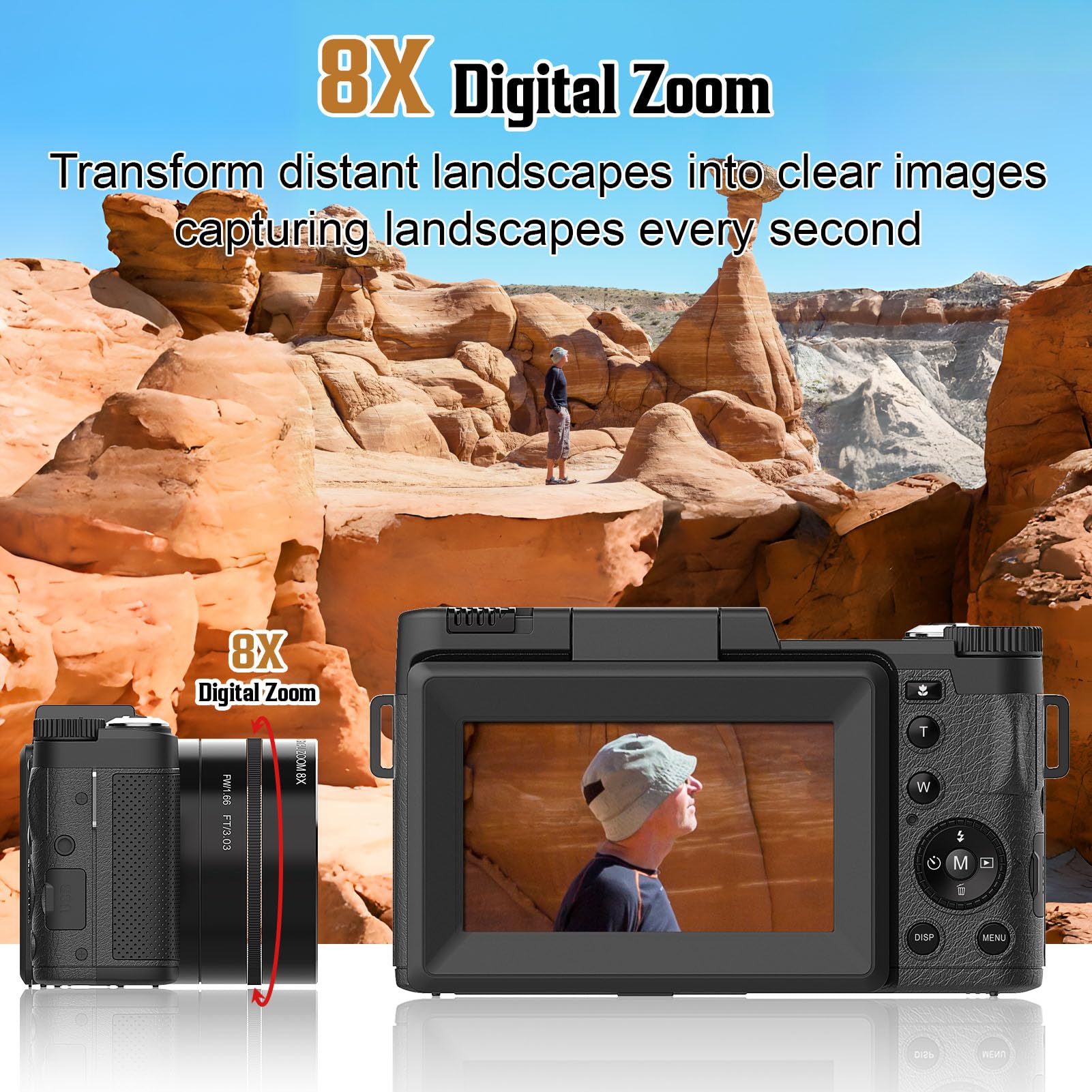 4K Digital Camera for Photography & Vlogging - 48MP HD, 5X Optical Zoom, 8X Digital Zoom, Autofocus, 3 Inch Screen - Compact Travel Camera for YouTube, TikTok, Vacation & Outdoor Adventures