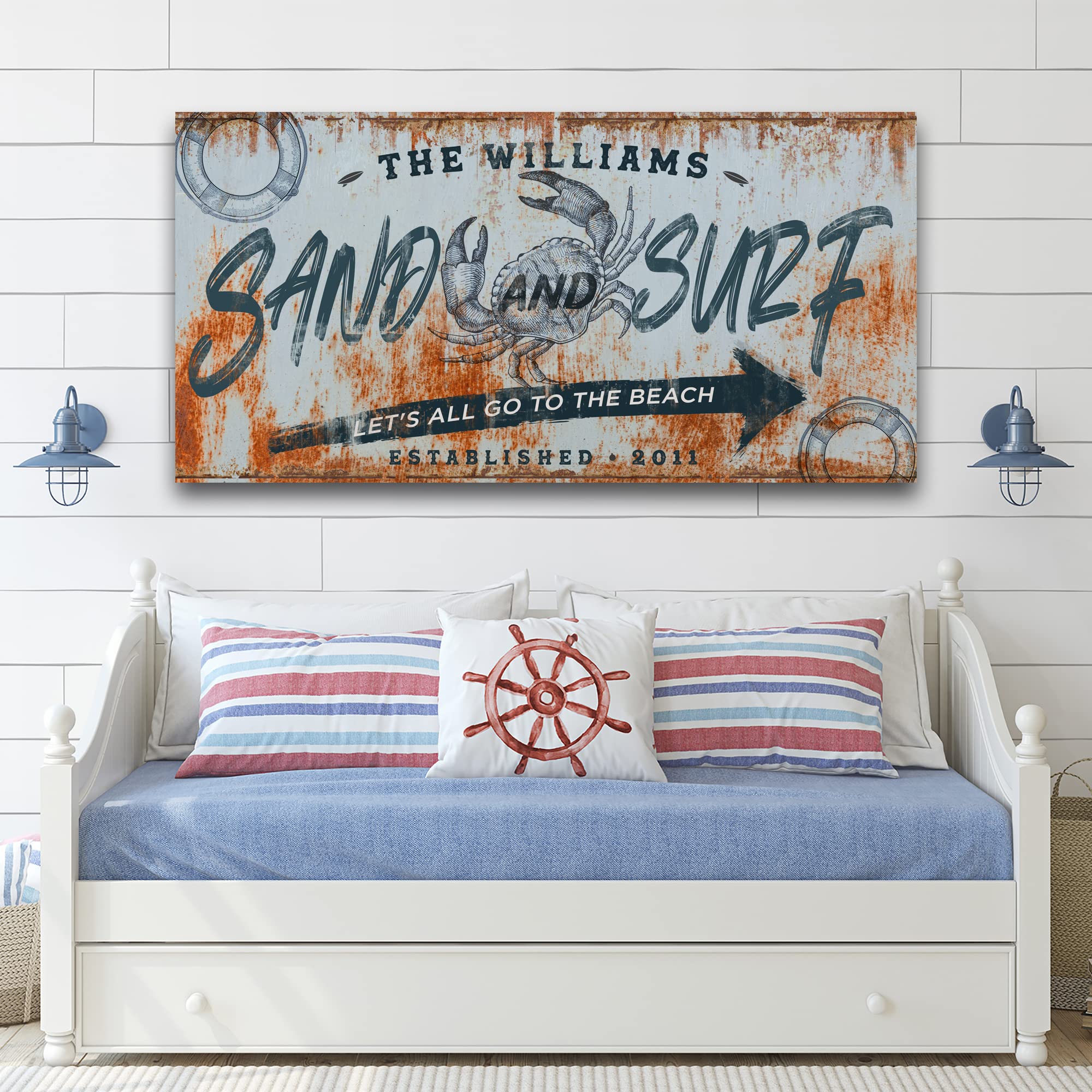 Personalized Coastal Beach Sign Wall Decor - Large 48