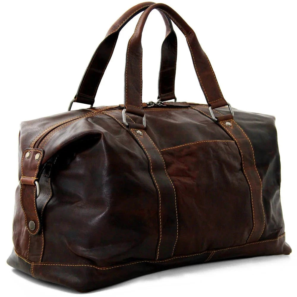 Jack Georges Voyager Duffle Bag - Premium Leather Travel Duffel for Men & Women - Gym, Weekend Getaway & Business Trips