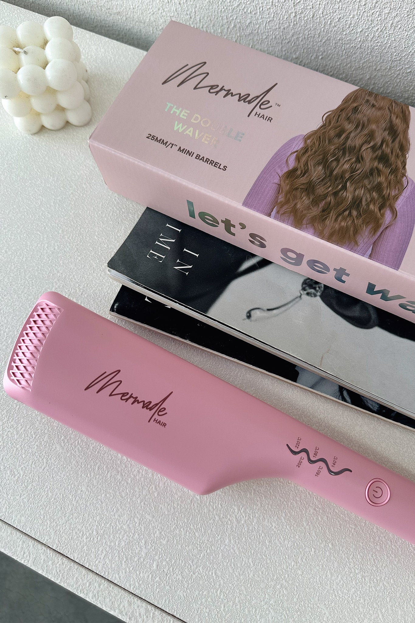 Mermade Double Waver Hair Curler - Pink | Professional Beach Waves Styler for Long & Short Hair | Perfect for Salon, Home Use & Travel