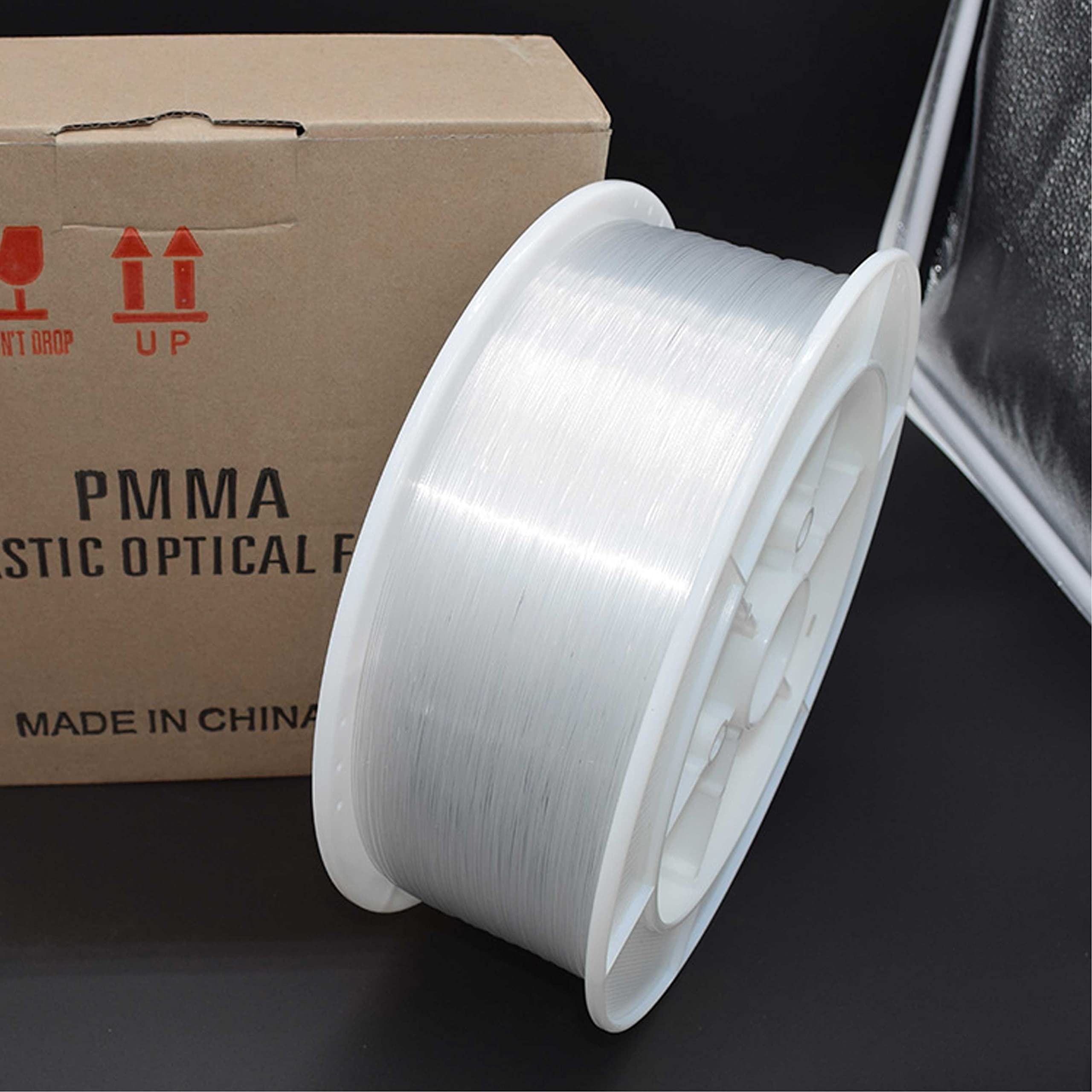 Ultra-Bright PMMA Plastic End Glow Optical Fiber Light - 0.029in Diameter, 8858ft Per Roll for DIY Star Ceiling, Car Headliner & Home Decoration - Perfect for Bedroom, Theater, and Party Lighting Effects