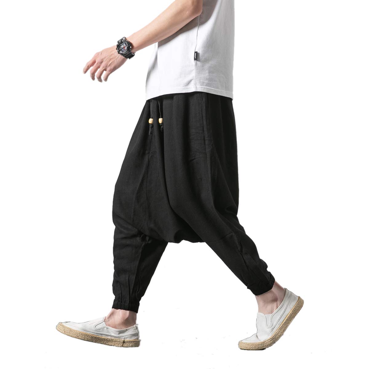 Seidarise Men's Harem Pants - Drop Crotch Lounge Pants, Plus Size Genie Pants for Yoga, Jogging & Casual Wear | Comfortable Balloon Pants for Meditation, Workout & Relaxation at Home