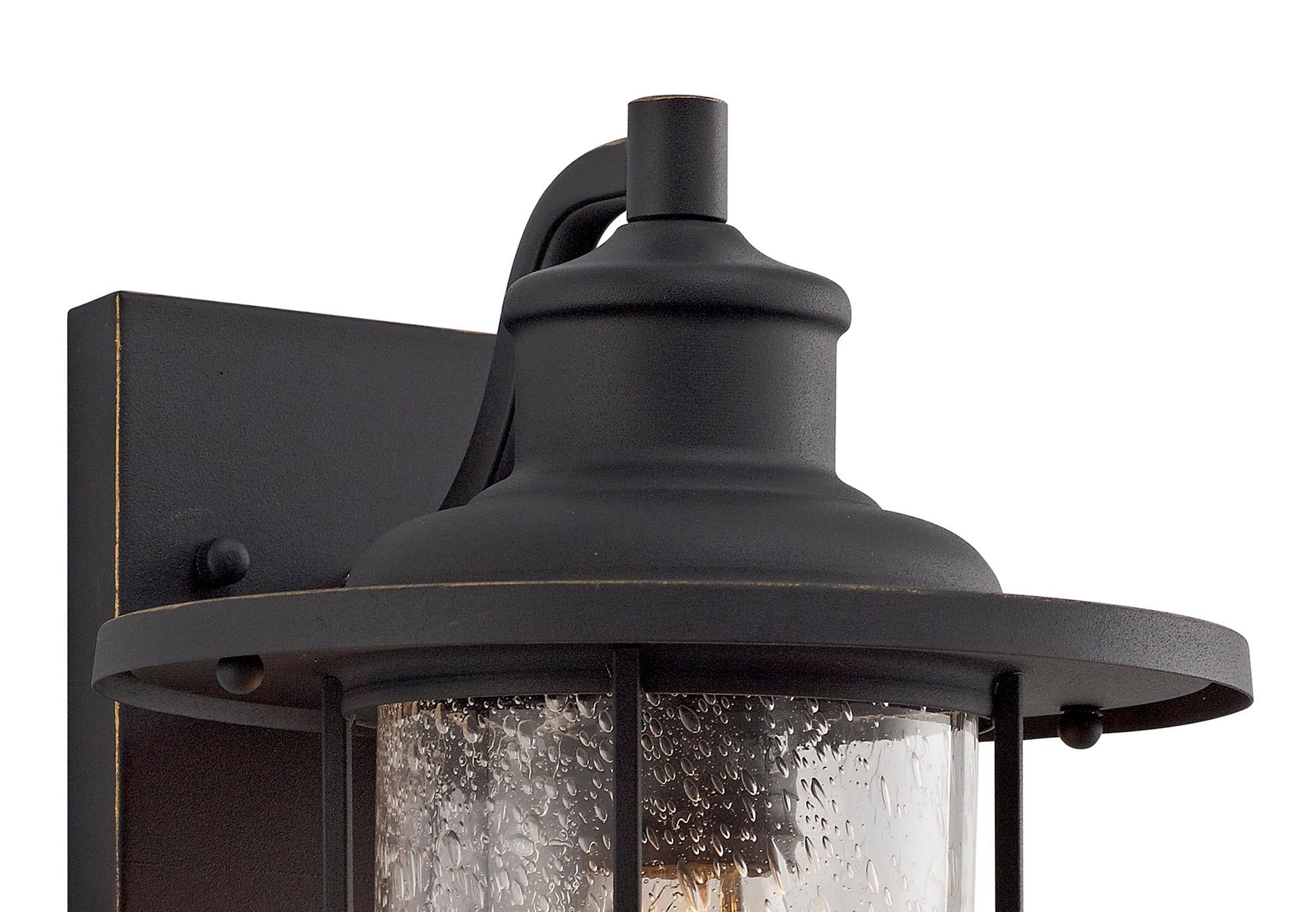 Blitz Modern Wall Lamp - Black/Gold Finish with Seeded Clear Glass Shade, E27 Socket, IP54 Rated for Bathroom & Outdoor Use - 2 Year Warranty - Perfect for Bedroom, Hallway, and Patio Lighting