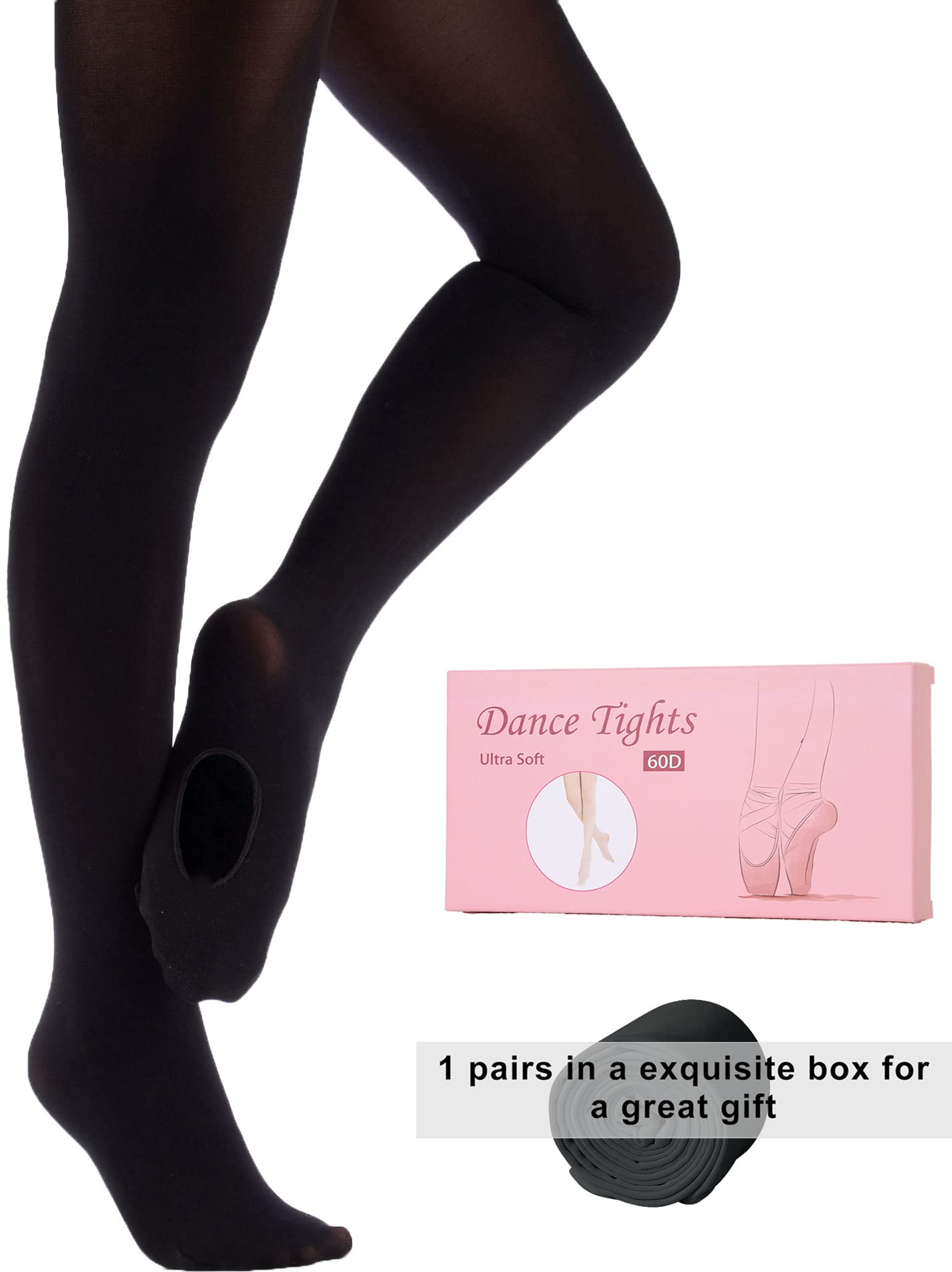 Ultra Soft Girls Ballet Dance Tights - Footed Ballet Stockings for Toddler & Kids | Perfect for Dance Classes, Recitals & Ballet Practice