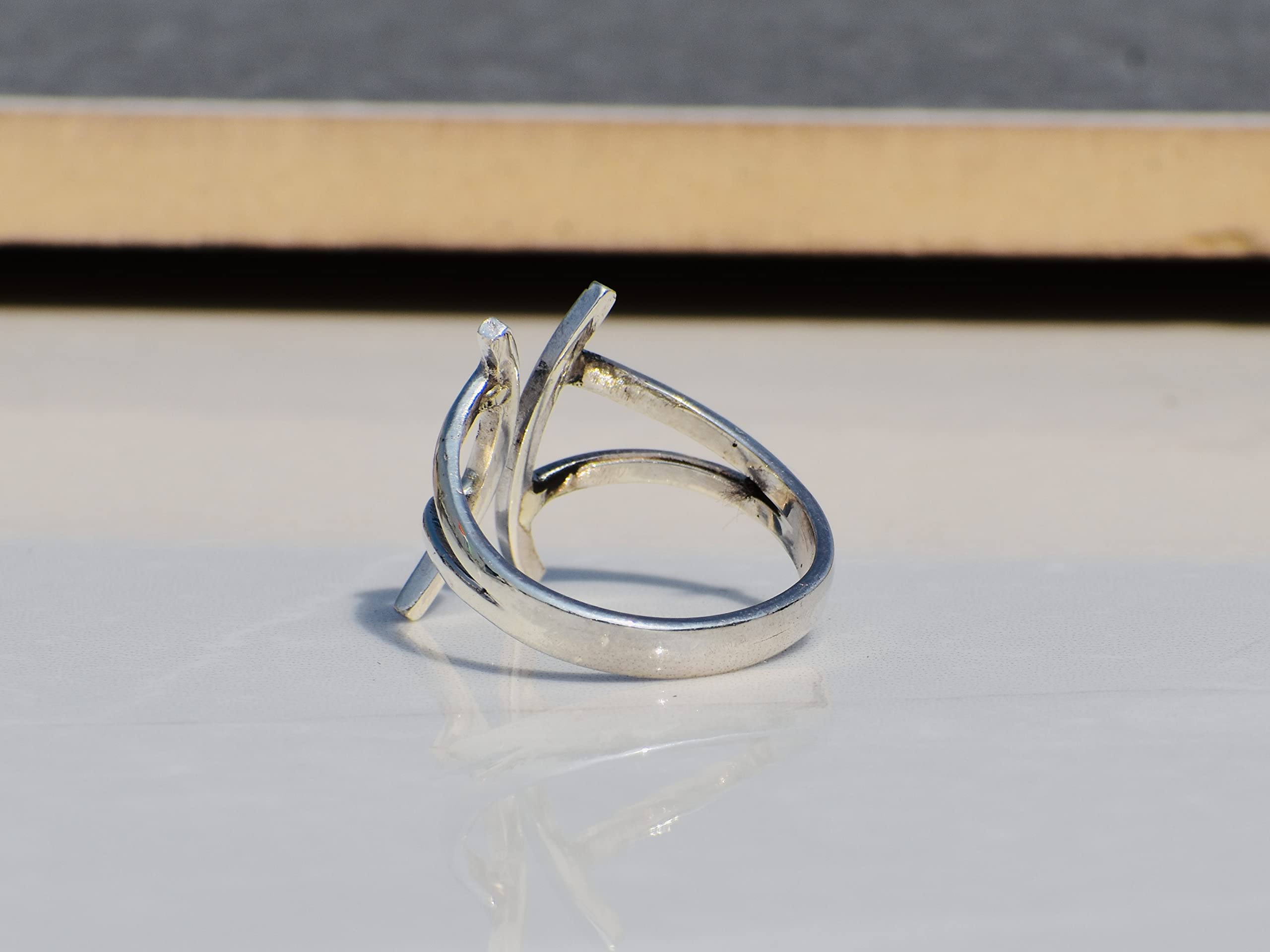 Sterling Silver Bar Ring - Adjustable Open Statement Ring for Women, Modern Unique One of a Kind Jewelry Gift (X 1/2) | Perfect for Parties, Weddings & Everyday Fashion Accessories