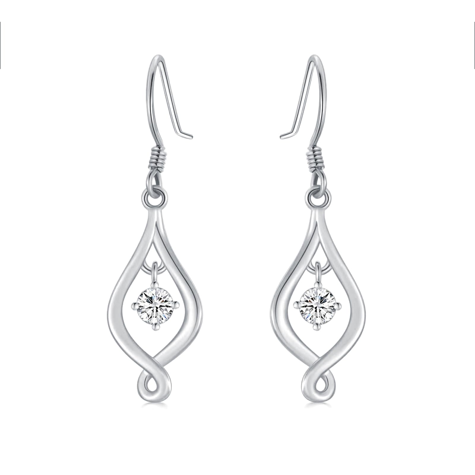10K Solid Gold Infinity Drop Earrings for Women - Yellow & White Gold Moissanite Dangle Earrings - Elegant Birthday Gift for Wife, Mom, Anniversary - Perfect for Weddings, Date Nights & Special Occasions