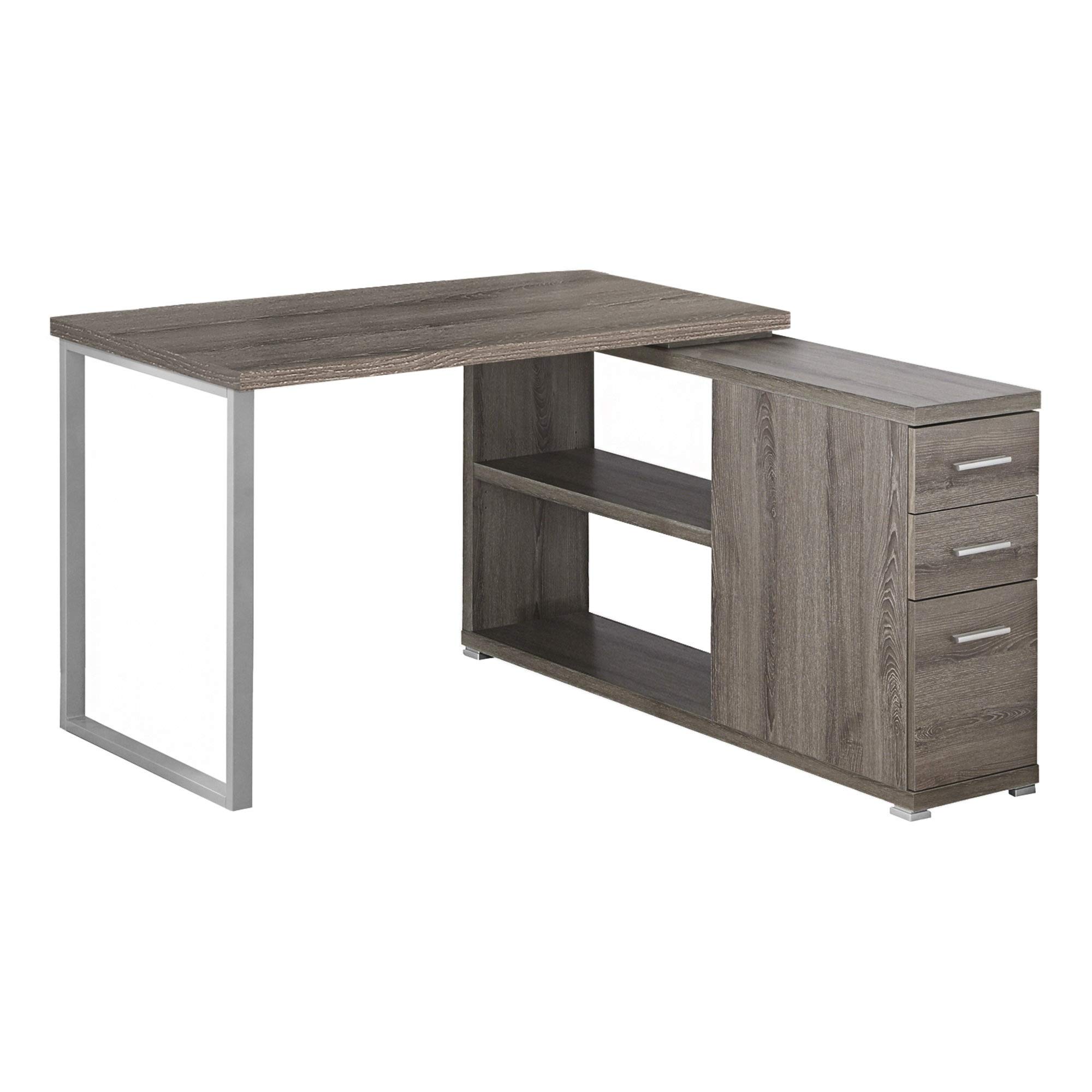 Ergonomic L-Shaped Computer Desk with Dark Taupe Finish - Left or Right Facing Corner Workstation for Home Office, Gaming & Study