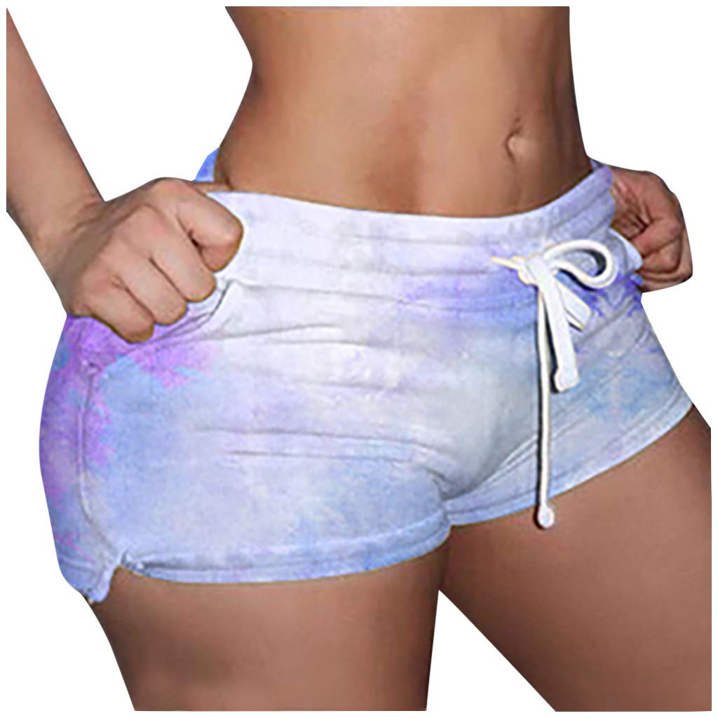 Women's Tie-Dye Printed Casual Biker Shorts with Pockets & Lace Trim - Loose Fit Fashion Shorts for Running, Yoga, Gym Workouts and Summer Outfits