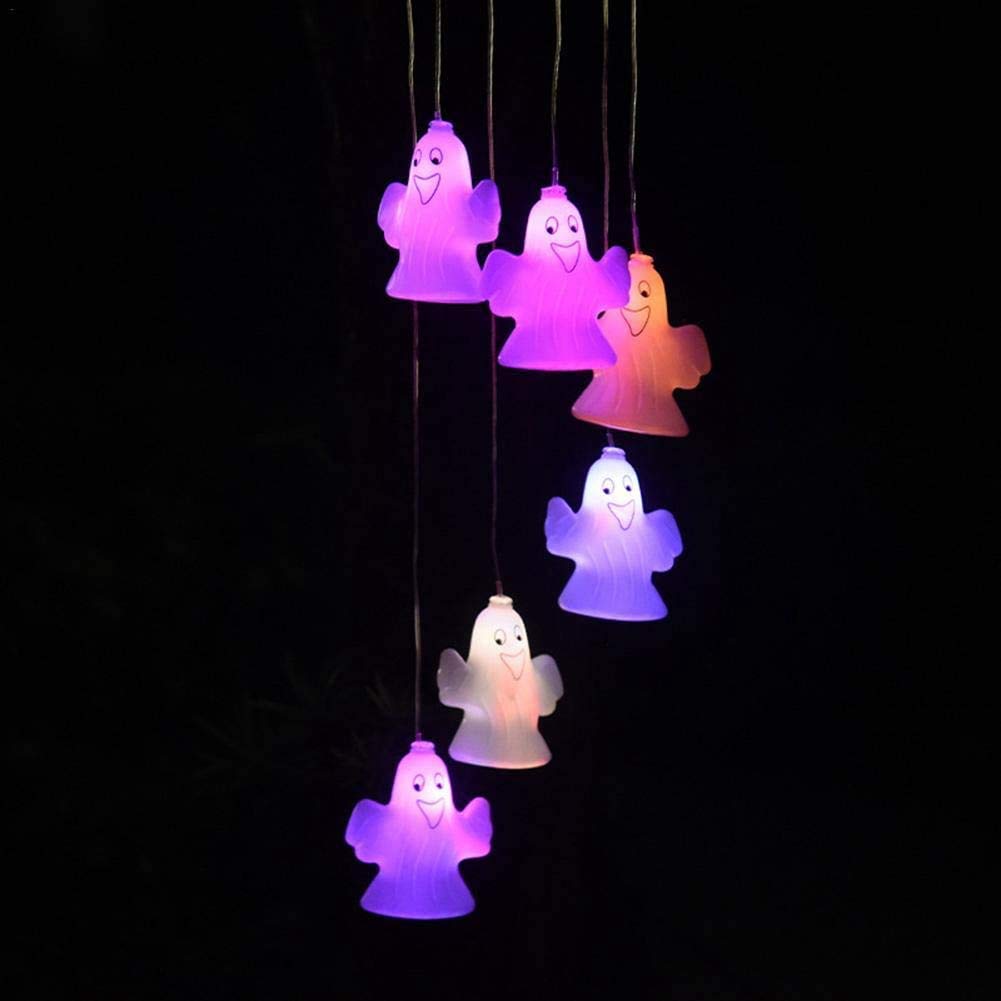 Solar Powered Ghost Wind Lights - Waterproof Halloween Outdoor Decor with Wind Chimes | Perfect for Garden, Patio, Yard & Halloween Party Decorations