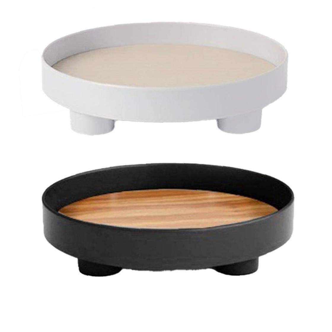 Round Wooden Fruit Tray - Multifunctional Decorative Storage Tray for Perfume, Jewelry, Keys | Desktop Organizer for Home, Office, Kitchen & Bathroom - White