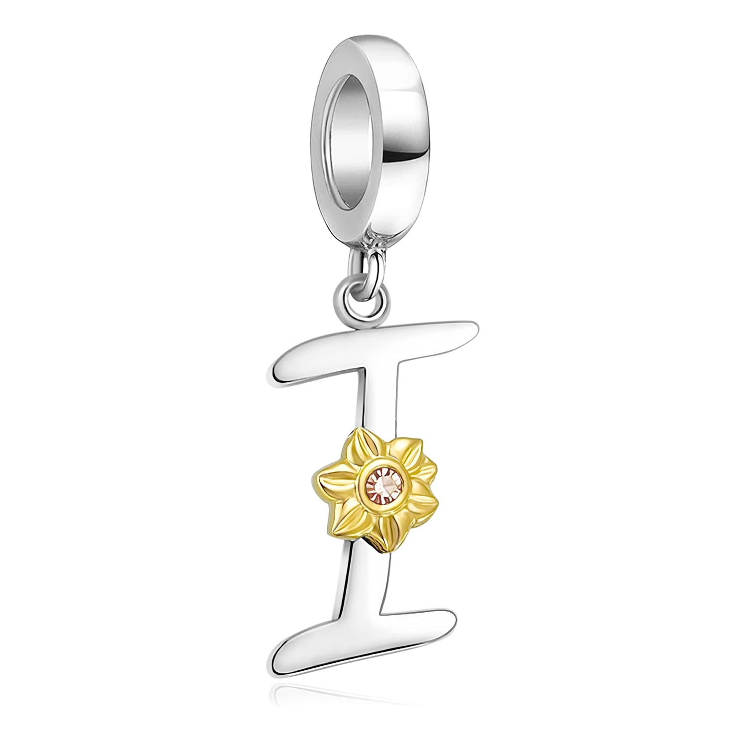 Golden Sunflower Alphabet Charm Beads A-Z for Bracelets & Necklaces - Initial Letter Pendants for Women & Girls - Birthday, Christmas Gifts - Perfect for DIY Jewelry, Party Favors & Personalized Accessories