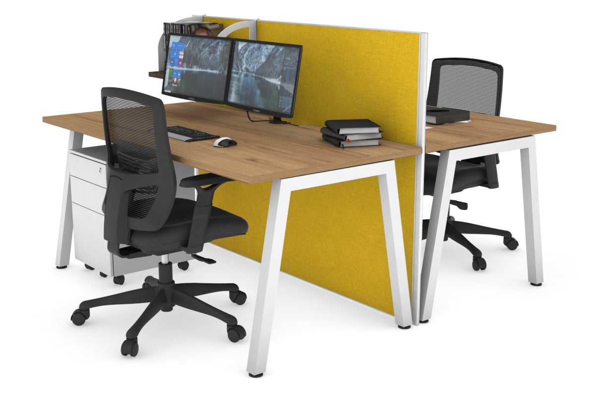 Horizon Quadro 2-Person Office Workstation Bench with A-Legs - 1400mm x 800mm Dimensions, Cable Management Scallop - Perfect for Collaborative Workspaces & Shared Office Desks